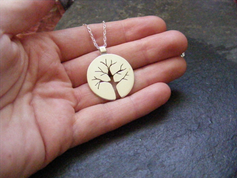 Stering silver tree necklace Silver Pendant Autumn tree branches