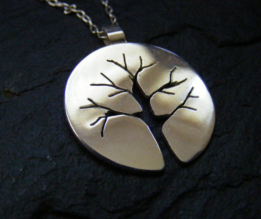 Stering silver tree necklace Silver Pendant Autumn tree branches