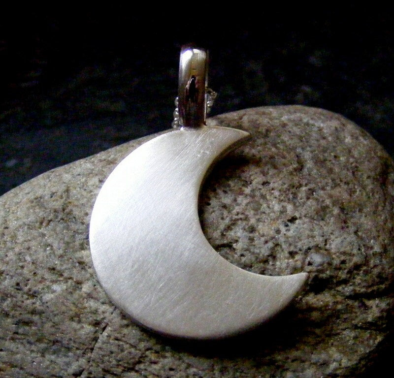 Silver Moon Pendant necklace Crescent moon