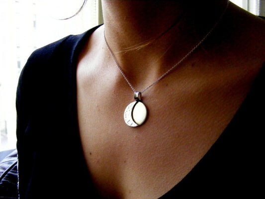 Silver Crescent Moon Pendant necklace with Sterling Silver chain  necklace