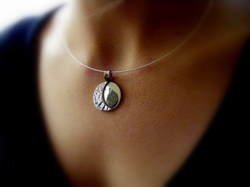 Silver Crescent Moon Pendant necklace with Sterling Silver chain  necklace