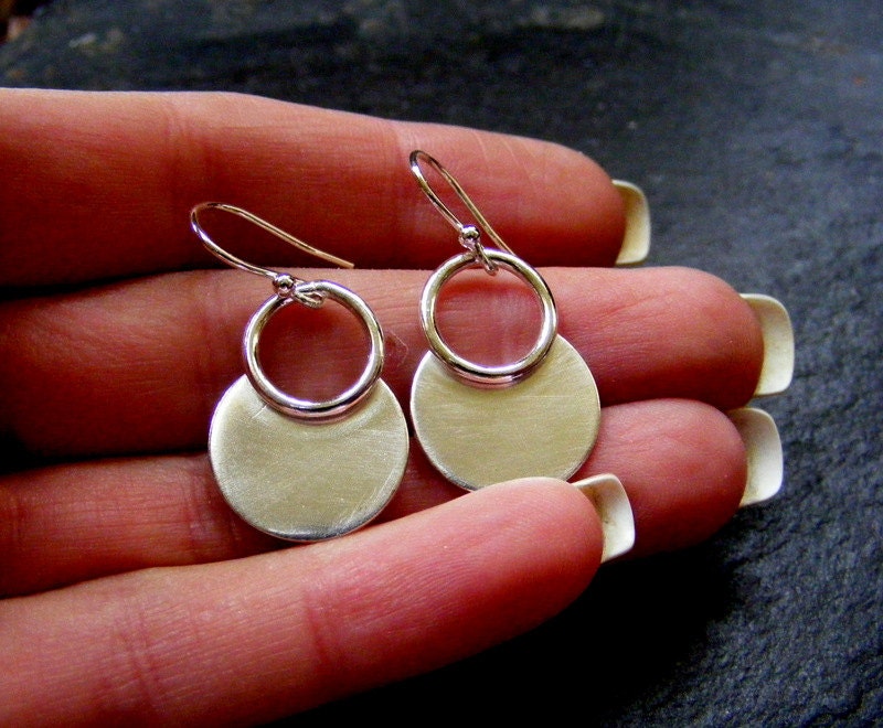 Silver Crescent Moon Dangle earring  Simple silver drop earring