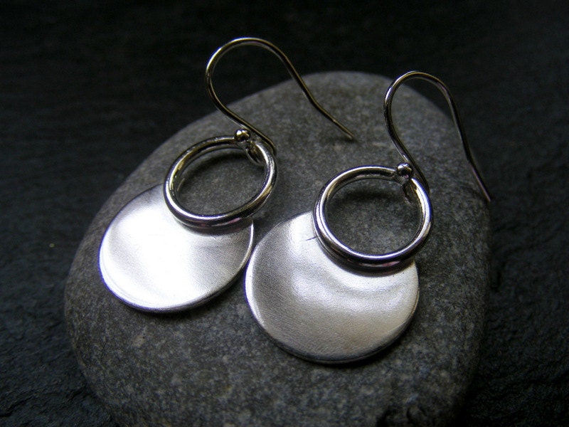 Silver Crescent Moon Dangle earring  Simple silver drop earring