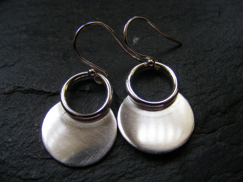 Silver Crescent Moon Dangle earring  Simple silver drop earring
