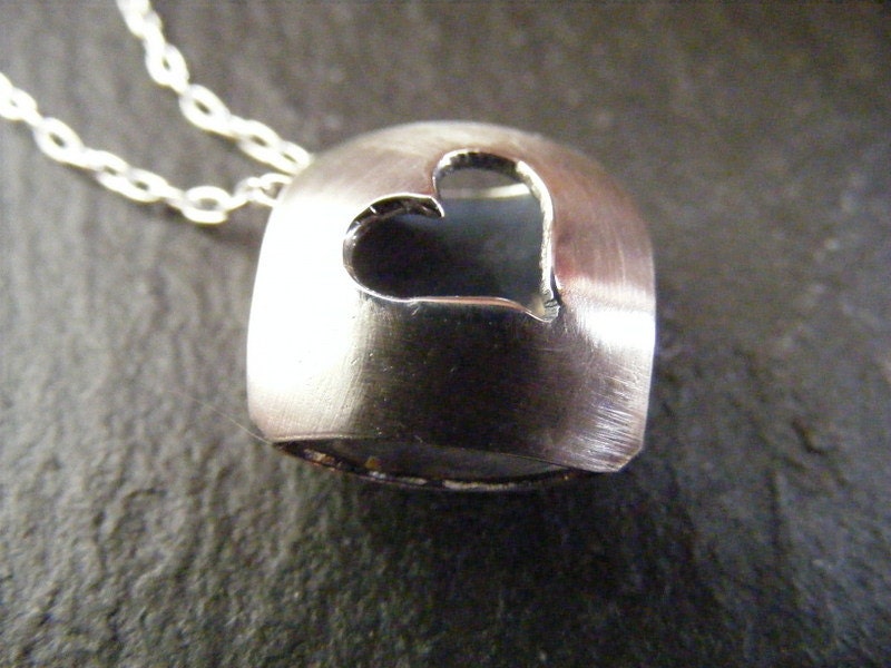 Silver Heart Necklace Bead  simple heart pendant with satin finish