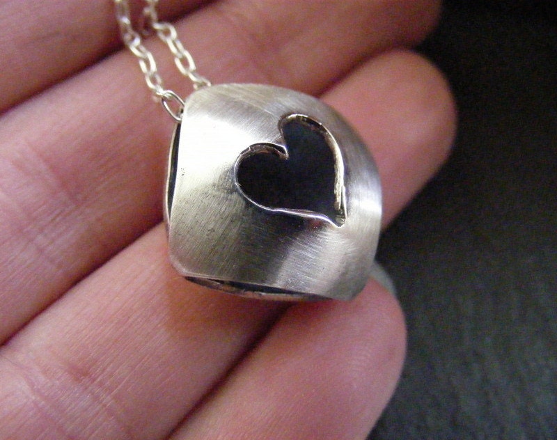 Silver Heart Necklace Bead  simple heart pendant with satin finish