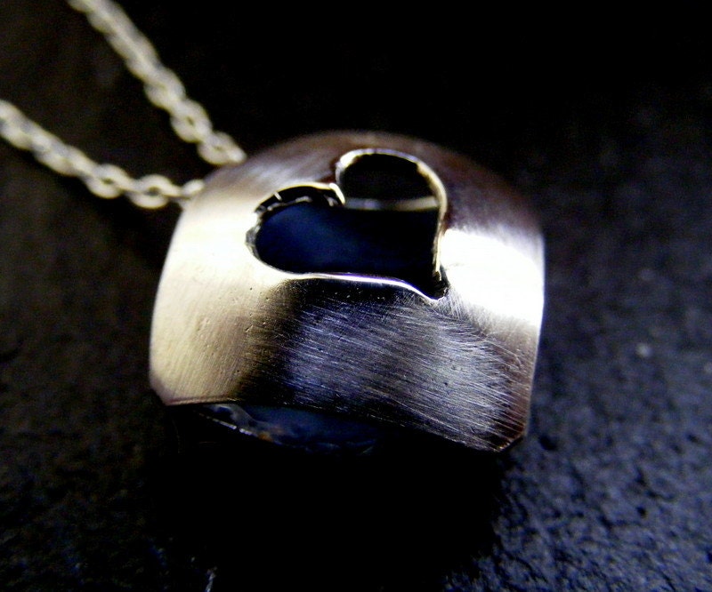 Silver Heart Necklace Bead  simple heart pendant with satin finish