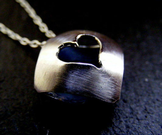 Silver Heart Necklace Bead  simple heart pendant with satin finish