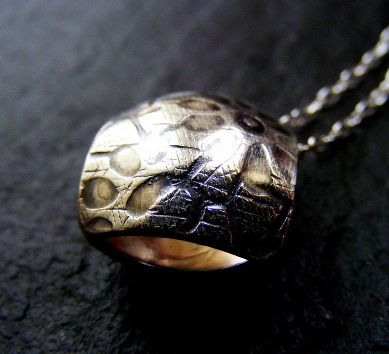 Silver Flower textured Necklace Bead  Simple Daisy domed pendant