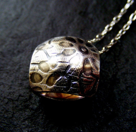 Silver Flower textured Necklace Bead  Simple Daisy domed pendant