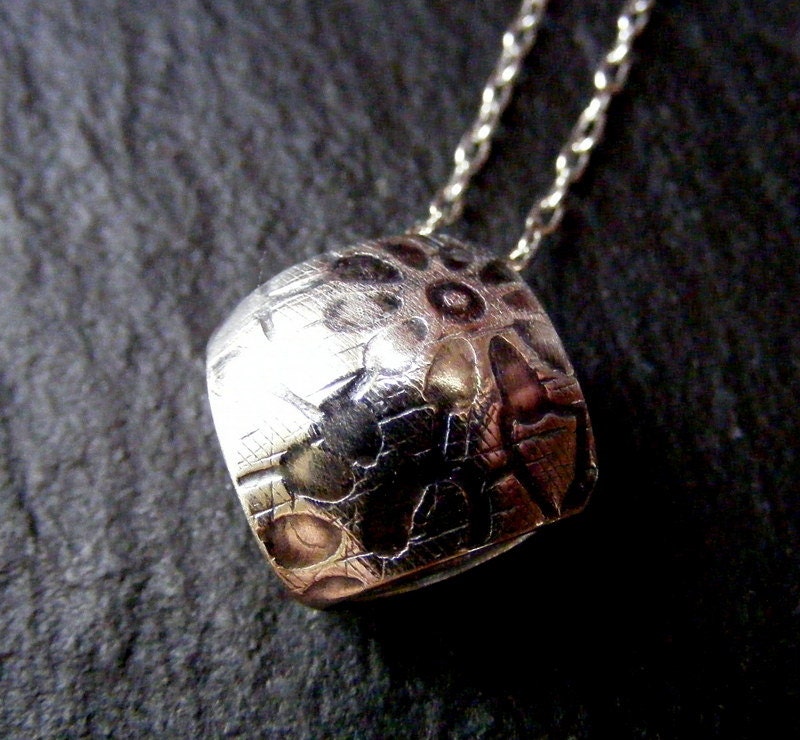 Silver Flower textured Necklace Bead  Simple Daisy domed pendant