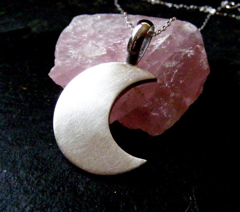 Silver Moon Pendant necklace Crescent moon