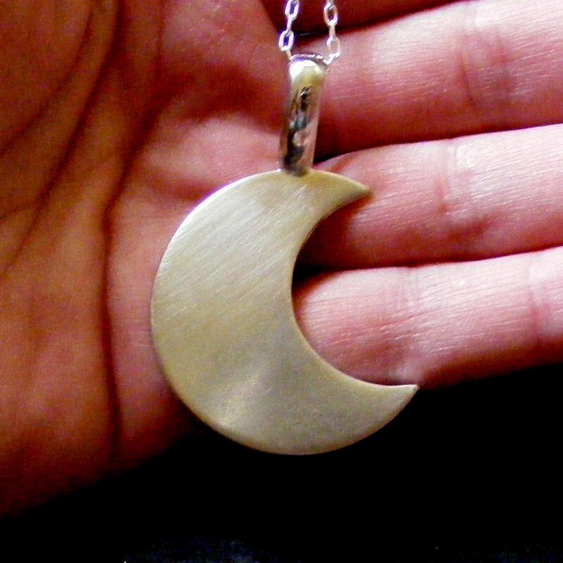 Silver Moon Pendant necklace Crescent moon