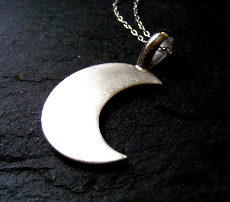 Silver Moon Pendant necklace Crescent moon