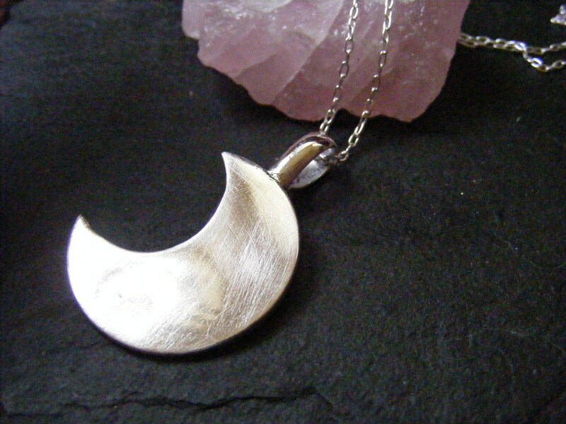 Silver Moon Pendant necklace Crescent moon